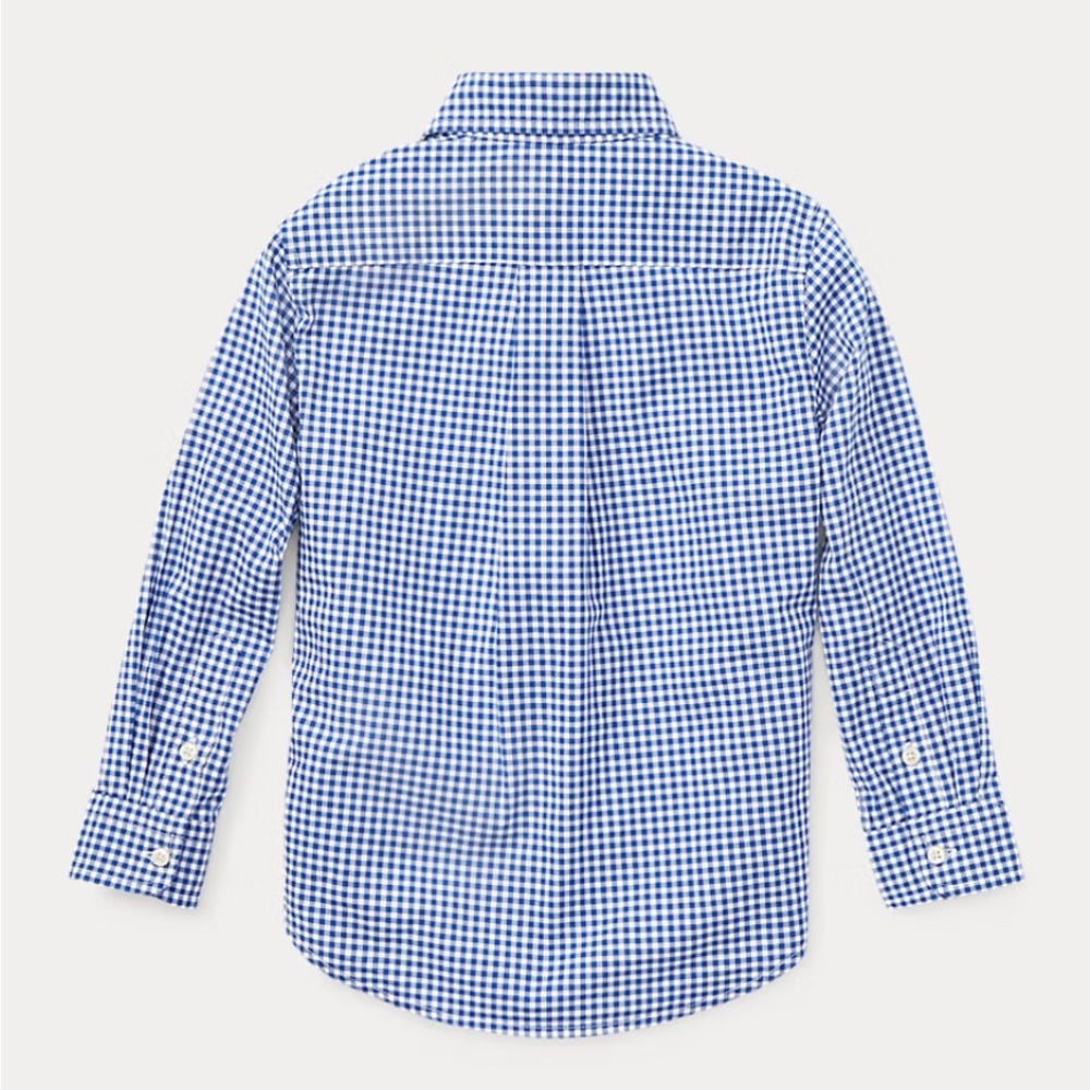 Ralph Lauren Navy Gingham Cotton Poplin Shirt - Picture 2 of 7